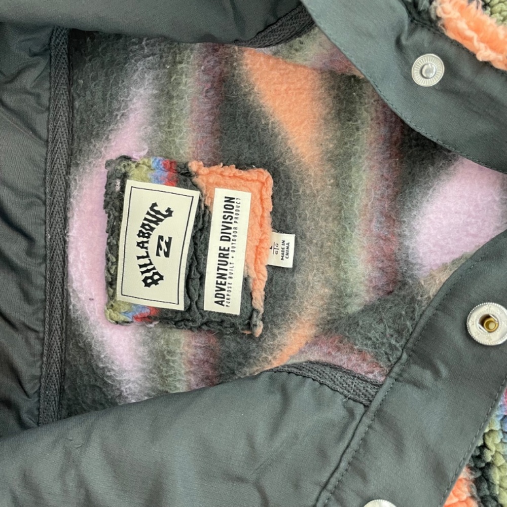 Billabong Pullover Half Snap Sherpa Jacket Multicoloured Women’s Size Large - Picture 9 of 14